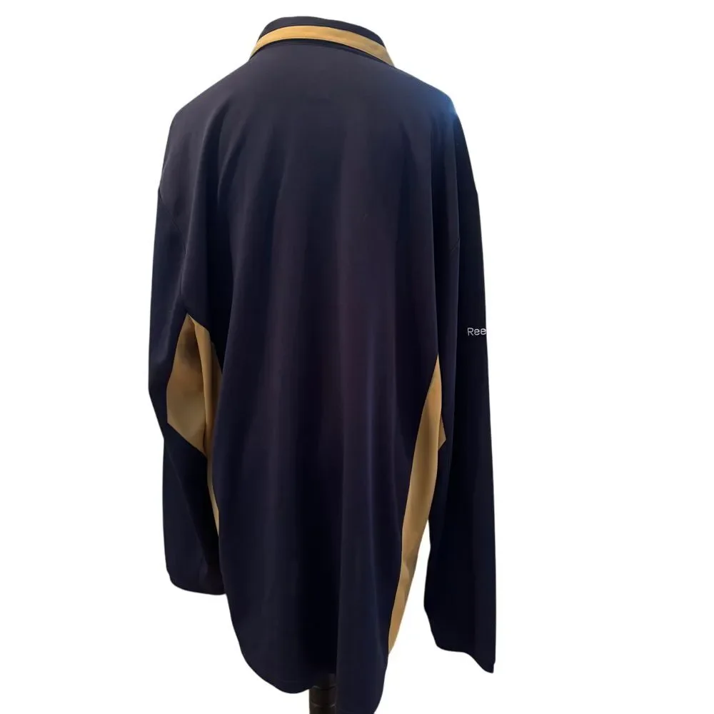 Reebok NFL/NFC West LA Rams Embroidered Navy Gold Quarter Zip Pullover Jacket XL